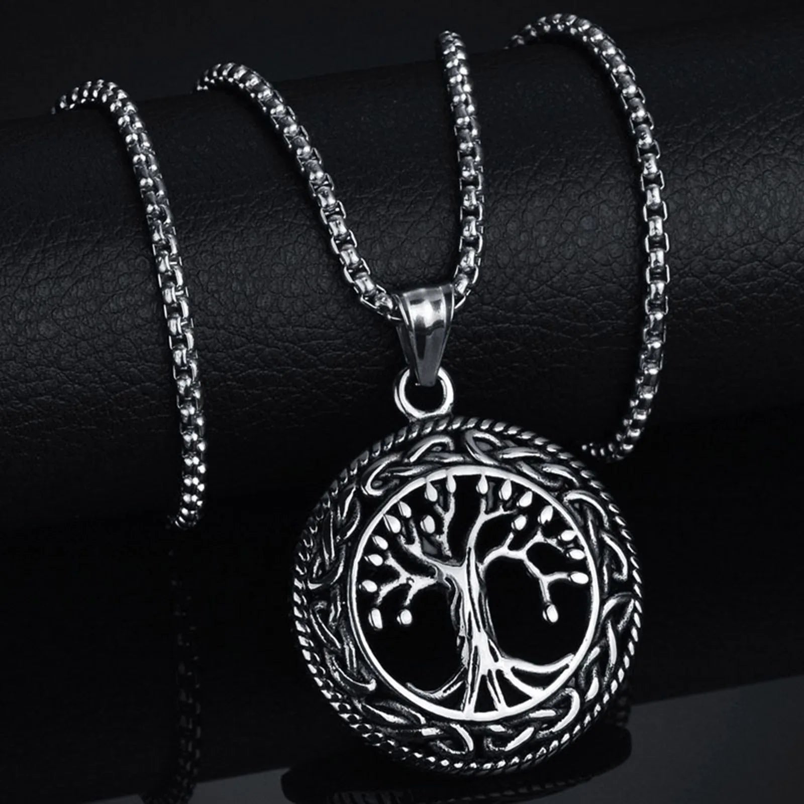 Vintage style Tree of Life necklace with circular pendant design