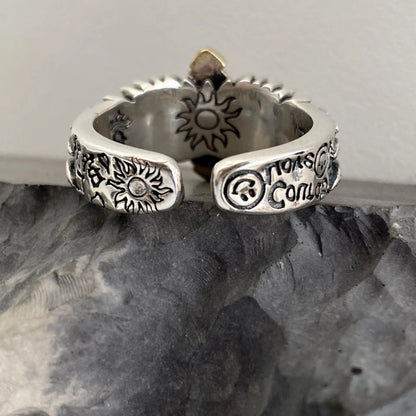 Vintage angel wing cross ring stainless steel statement jewelry