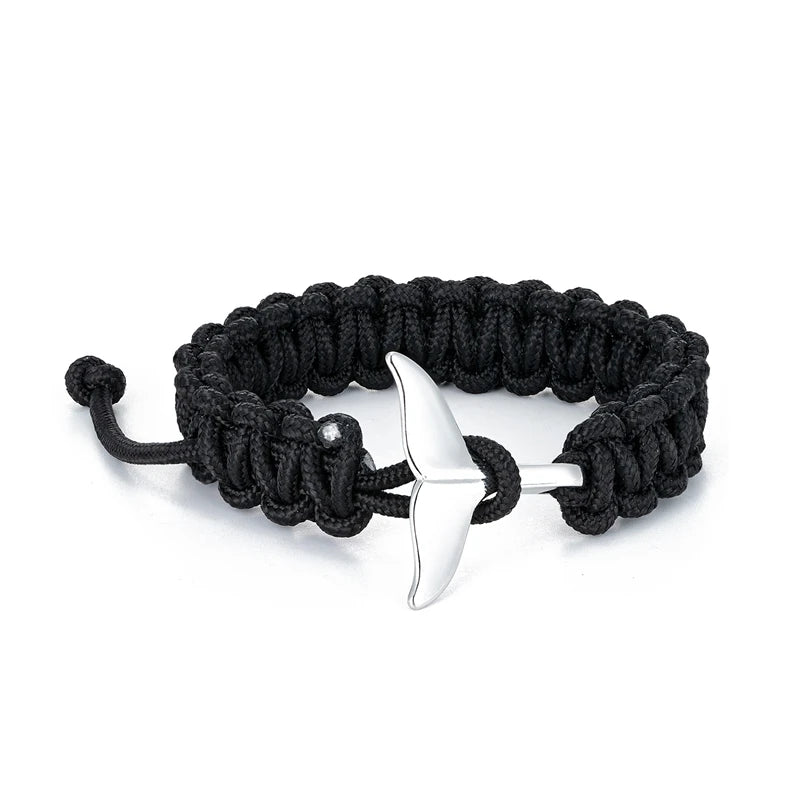 whale tail paracord bracelet with stainless steel clasp