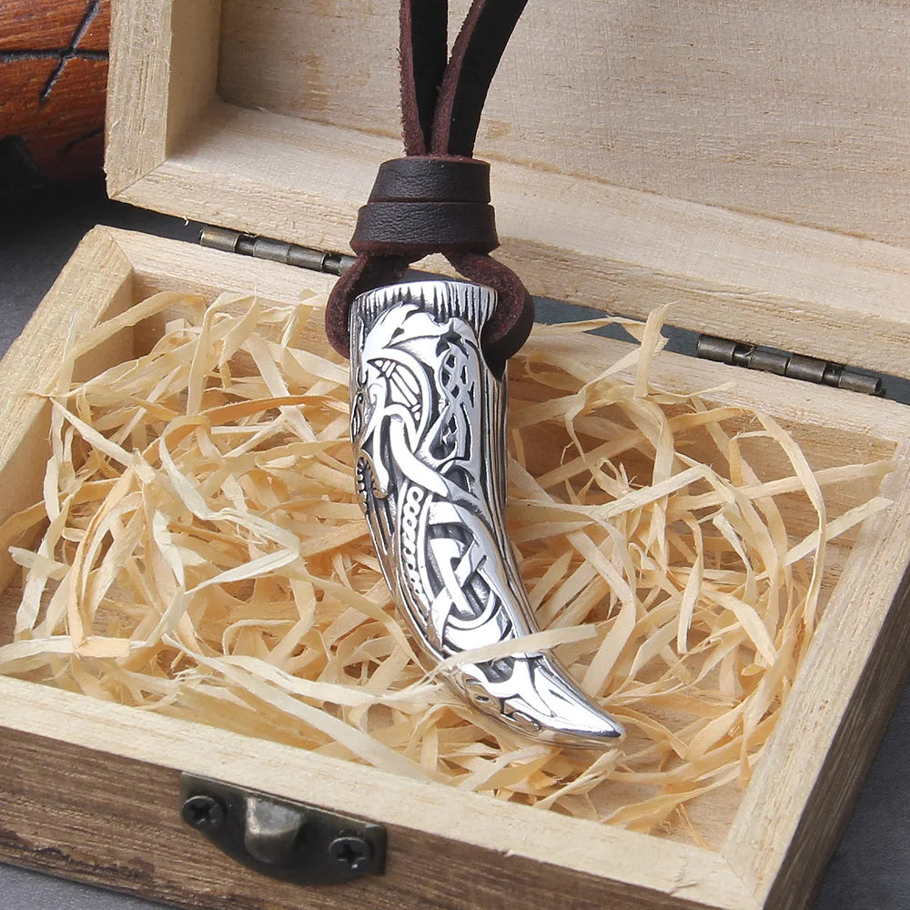 Tribal wolf fang necklace symbolizing strength and power