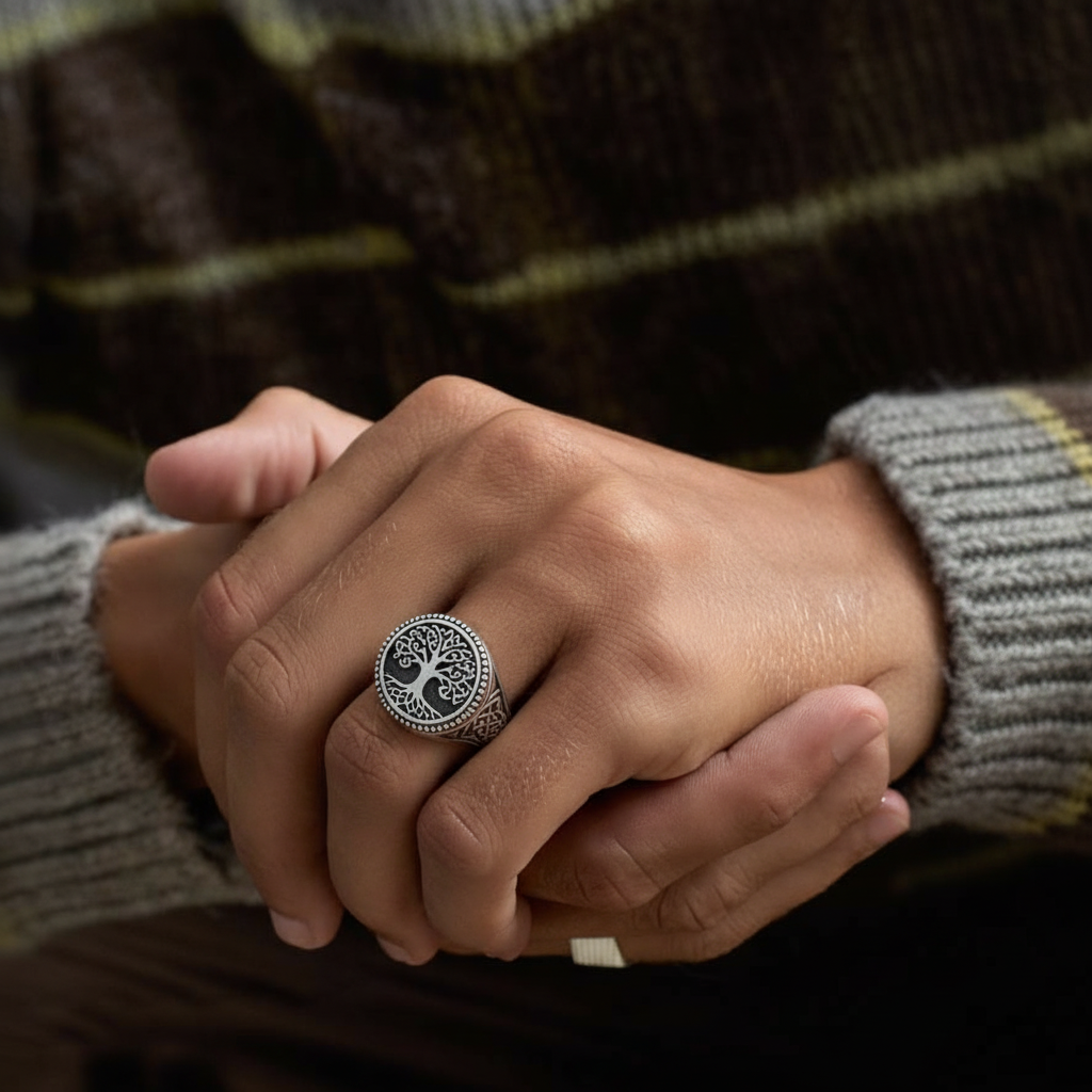 Yggdrasil Norse ring stainless steel Viking mythology ring