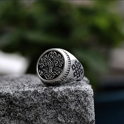 Yggdrasil Viking signet ring stainless steel Nordic symbol ring